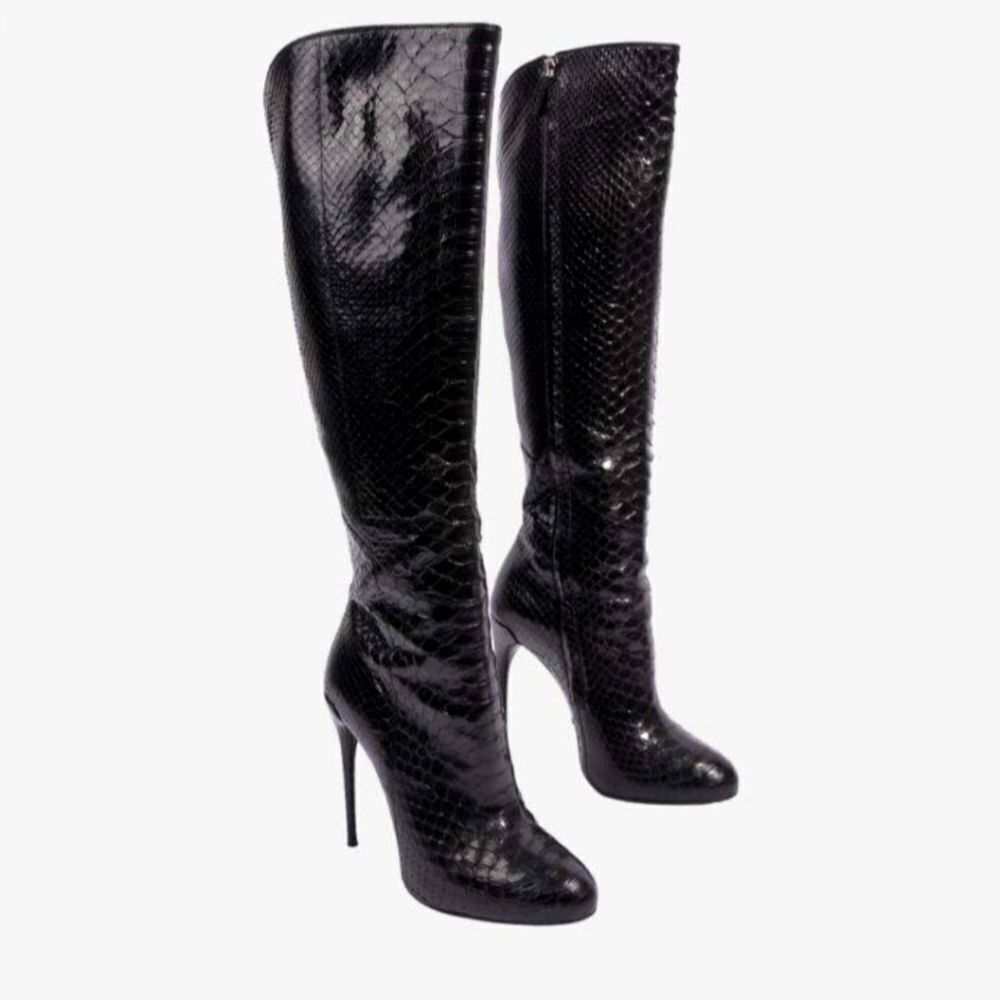 Gucci Python black boots high heel 39.5